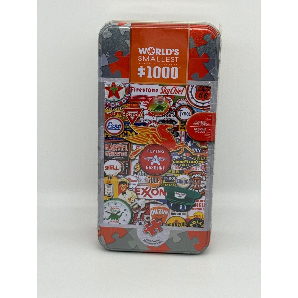 MasterPieces Worlds Smallest 1000pc Jigsaw Puzzle Retro Gas Station Signs NEW
